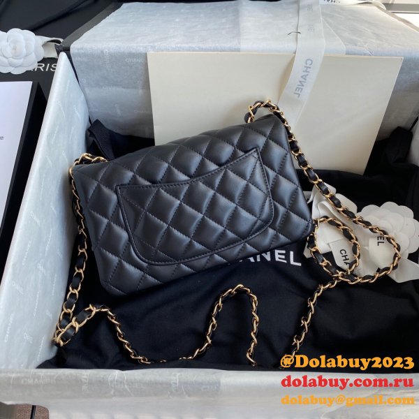 2020 Luxury CC CF 20CM Flap Lambskin Classic Black Bags