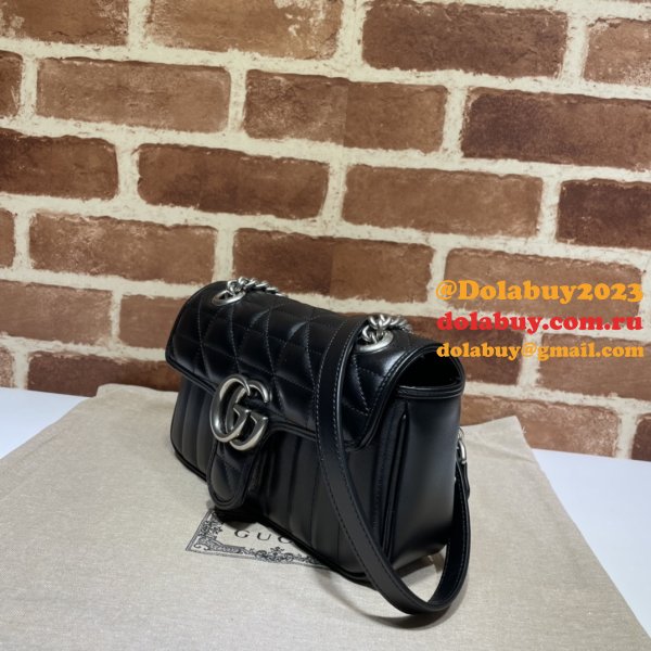 Gucci Designer Copy GG Marmont Matelassé 446744 Black Bag