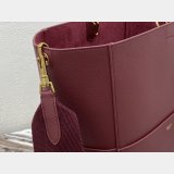 Women's Sangle bucket Replica Celine bag Wine red grained calfskin