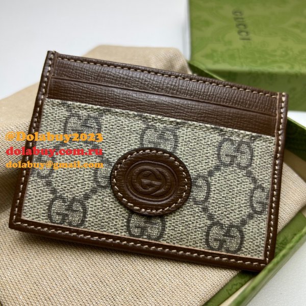 Knockoff Gucci 673002 Card case with Interlocking G Holder for Men