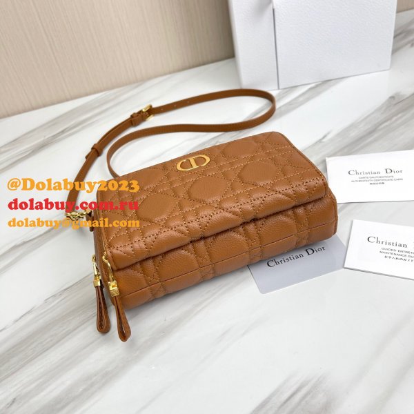 High Quality Dior Caro Bag Brown Supple Cannage Calfskin