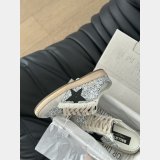 Luxury Super-Star Sabots with platinum star and ice-gray suede tongue