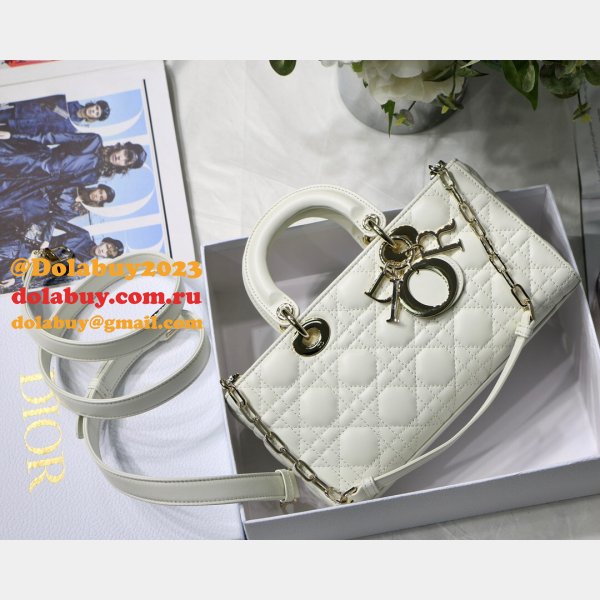 Dior High Quality Replica Black/White Lady Dior Cannage Tech Pouch 26cm