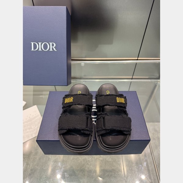 High Quality dior Fringed Cotton Canvas Dioract Slide