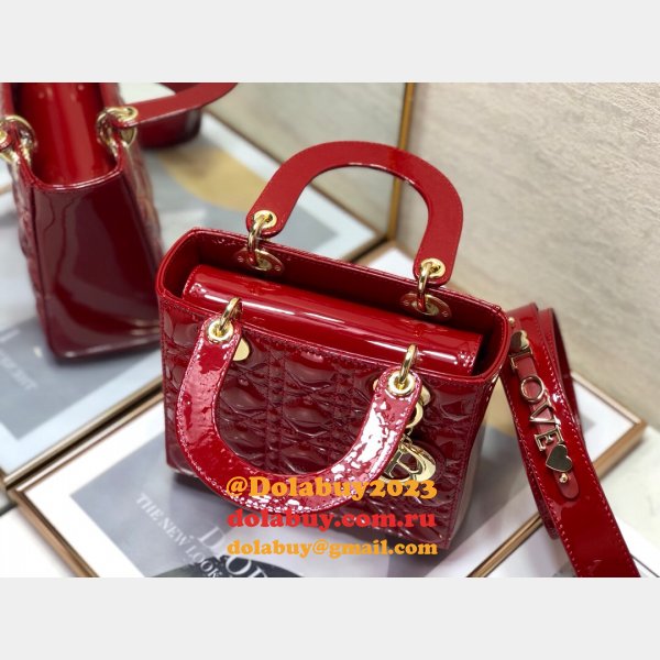 Best DIOR LADY MY ABC Wholesale PATENT LEATHER HANDBAG 20cm