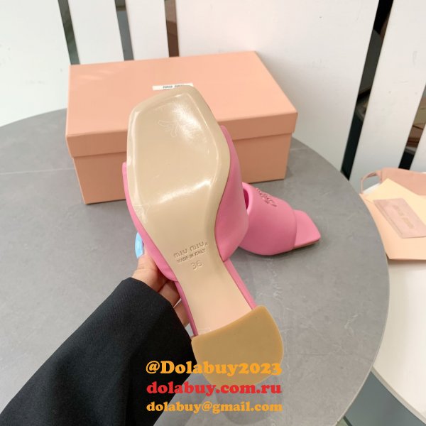 Miu Miu Replica Bread Slippers Heel Sandals Shoes