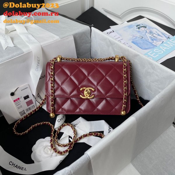 Designer Replica Calfskin & Gold-Tone Metal White Mini Flap AS2615 Bag