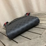 UK Gucci Fake Black GG Supreme Small Messenger 523599 Bag