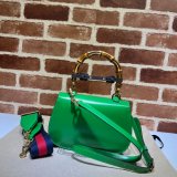 Perfect Gucci Copy 675797 Small top handle pink/green bag with Bamboo