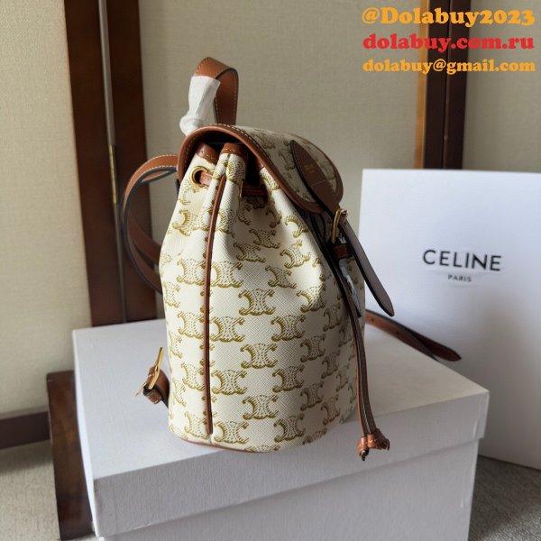 Backpack Celine Replica 197662 Folco Triomphe Canvas Bag