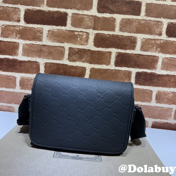 Gucci Fake GG Crossbody Rubber-effect 775097 Black Bag