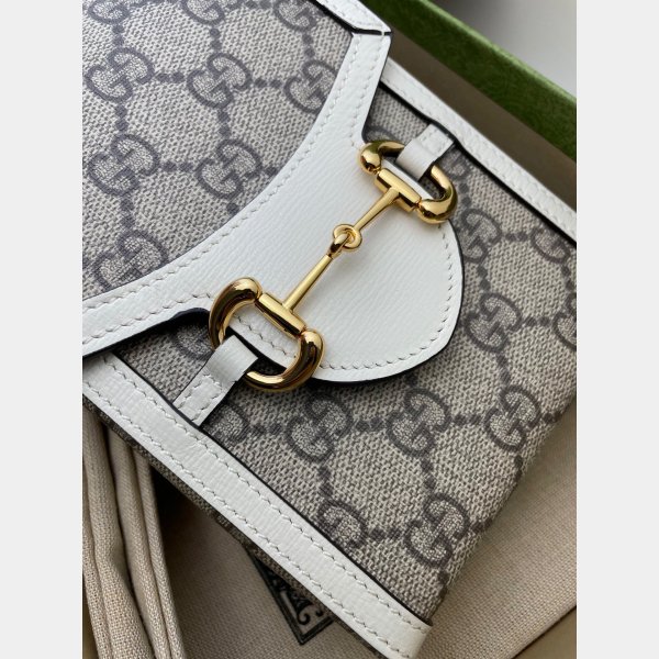 White Replica Gucci Horsebit 1955 mini Top Quality 625615 bag