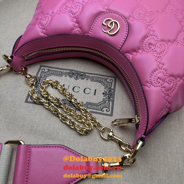 Gucci Replica 739709 GG Matelassé Duplicate Shoulder Pink Bag