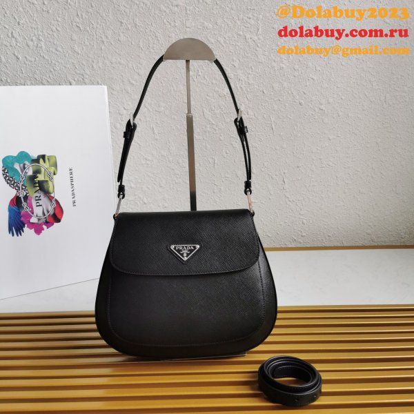 High Quality Prada Cleo Brushed Knockoff Leather Shoulder Bag