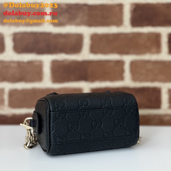 Gucci Duplicate GG Emblem Super Top Handle Cheap 815256 Black Bag