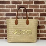 Gucci Duplicate Straw-effect Tote 779666 Beige Fabric Bag