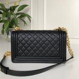 AAA+ CC Le Boy  Luxury Replica Black Bags Caviar 25cm