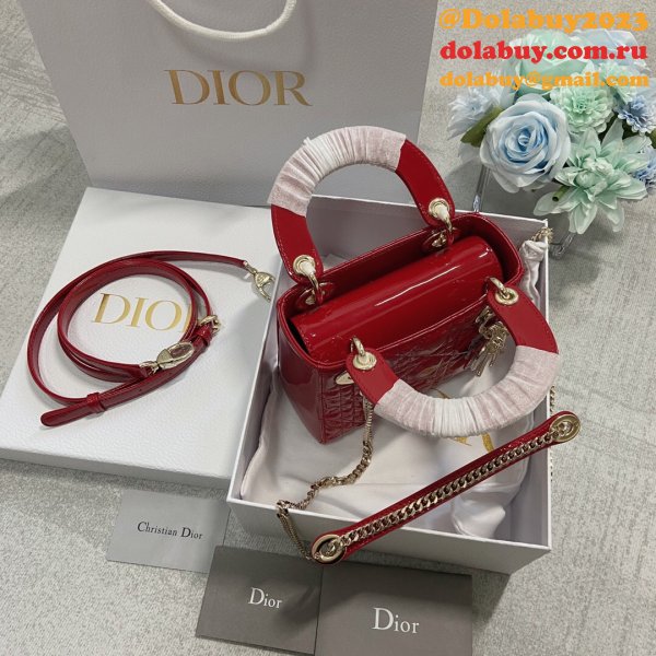 High Quality Christian Dior Lady patent leather 17CM Bag mini