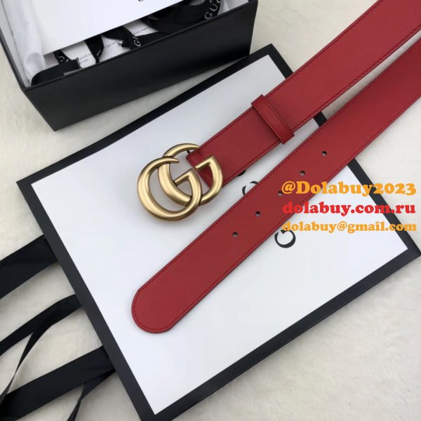 AAA+ Gucci Replica Leather Belt With Double G Red Buckle