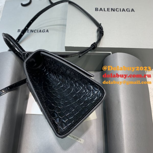 Balenciaga Replica Hourglass Small Top Handle Bag Black