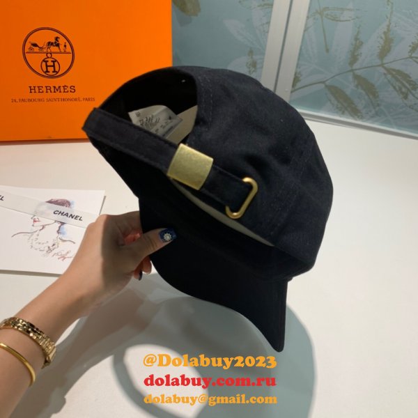 Hermes High Quality Canvas fabric Peaked cap