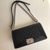 AAA+ CC Le Boy  Luxury Replica Black Bags Caviar 25cm