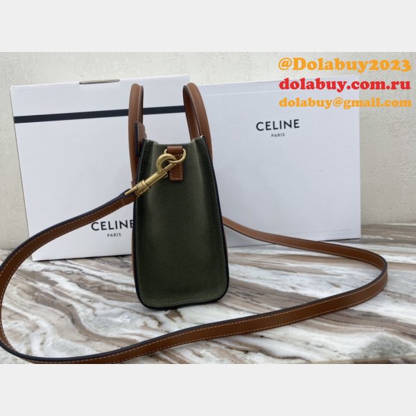 Designer Replica Celine Brown/Green Luggage Bags For Sale