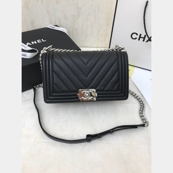 Buy top Replica CC V Le Boy Handbag caviar leather 25cm