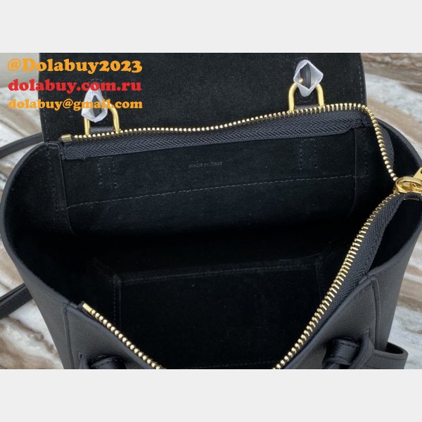 Replica Celine Leather Nano Belt Bag in Black