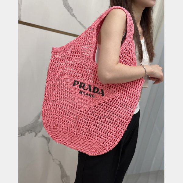 Duplicate prada raffia woven tote bag large 1BG424