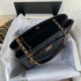 CC Small Shopping Replica Black Bag calfskin & gold-tone metal