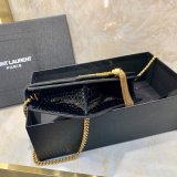 Replicas YSL Monogram chain wallet black 19cm grain de poudre