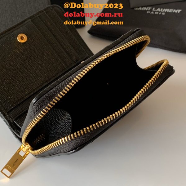 AAA+ Saint Laurent monogram compact zip around wallet black