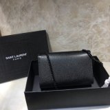 YSL Replica Crossbody Bags Leather & Chain 20cm Black