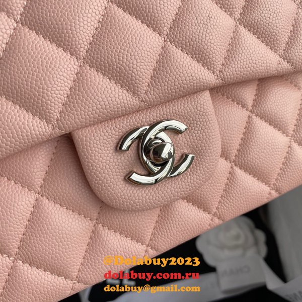 CC Best 25.5CM Classic Flap Bag Caviar Leather A01112 Pink