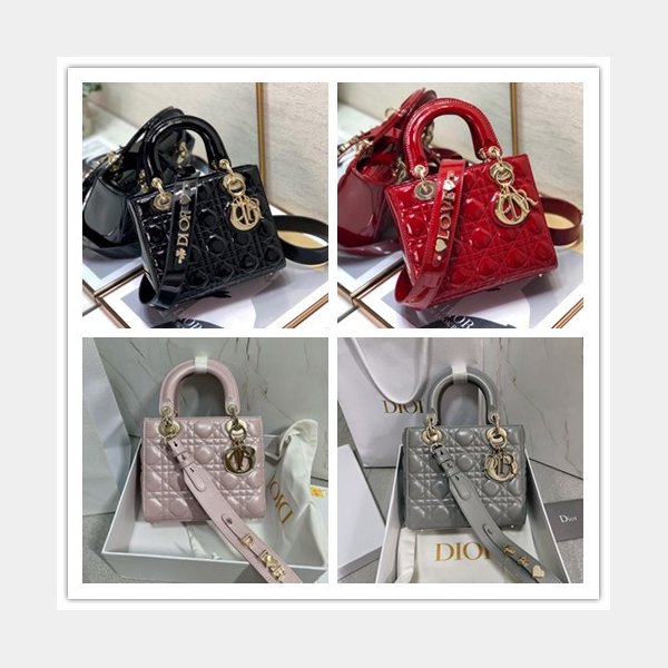 Best DIOR LADY MY ABC Wholesale PATENT LEATHER HANDBAG 20cm