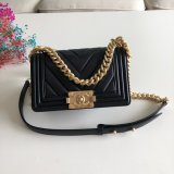 Luxury CC V Le Boy Replica 7 Star Black Bags lambskin 20cm