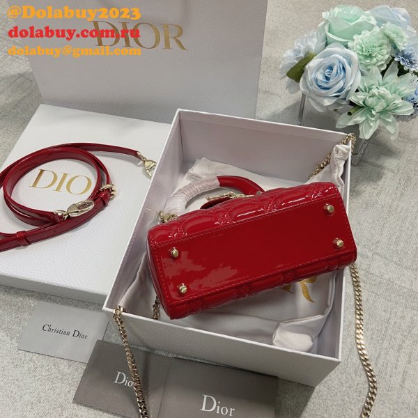 High Quality Christian Dior Lady patent leather 17CM Bag mini