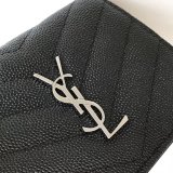 Fake YSL Saint Laurent Short MONOGRAM 459738 Black Wallet