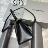 Cheap Balenciaga Hourglass Croc-Embossed Leather Top Handle Bag Plain black