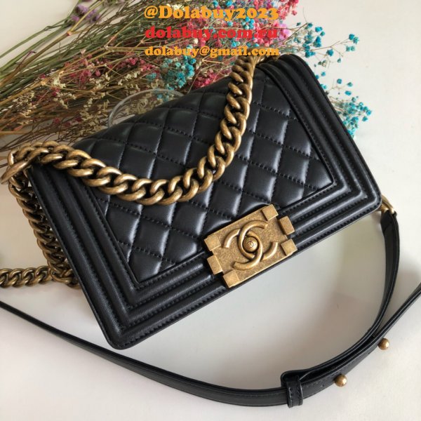 High Quality CC Le Boy Replica Best Black Bags lambksin 20cm