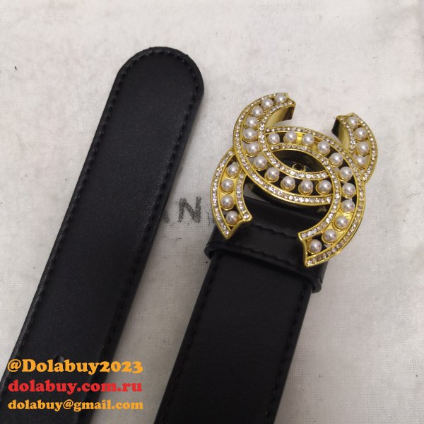 Luxury Replica CC Double C Belt Black Width 3.0cm 1137