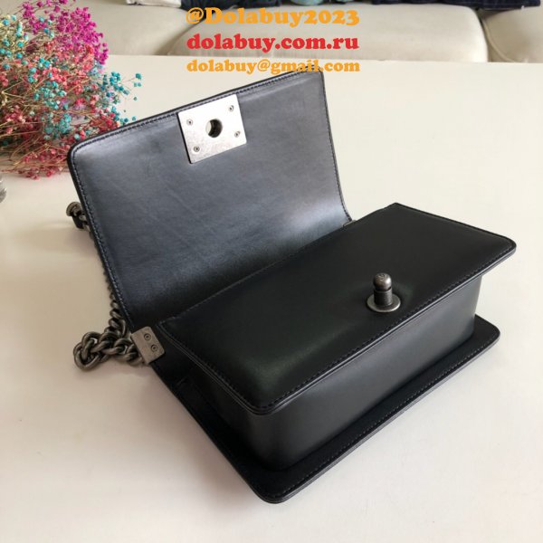 High Quality CC Le Boy Replica Best Black Bags lambksin 20cm