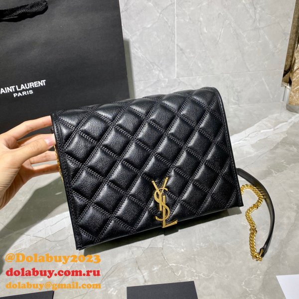 Replicas Saint Laurent Becky Large chain bag in quilted lambskin