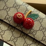 Gucci Designer Beige GG Supreme mini bag with cherries