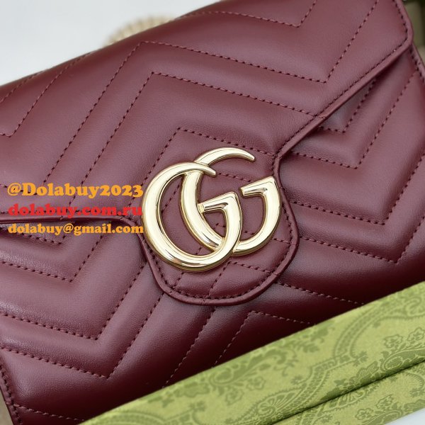 Gucci Fake GG Marmont Chain Wallets 474575 Red Bag