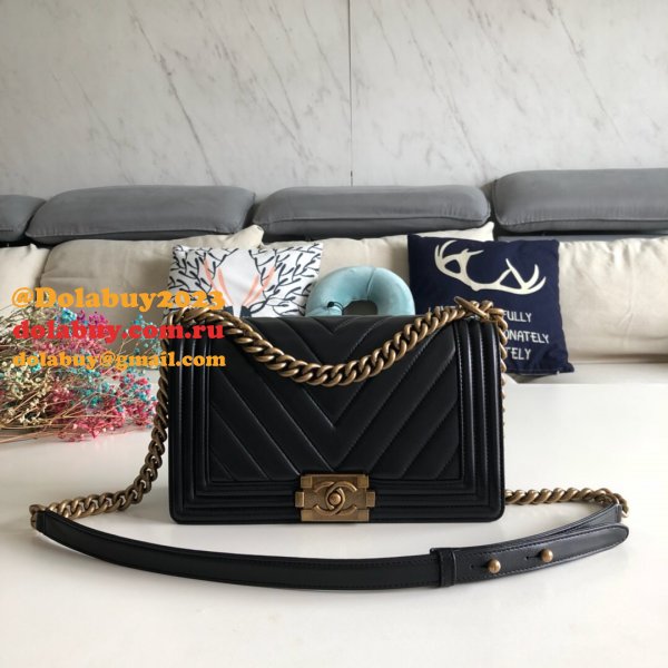 UK CC V Le Boy Top Quality Replica Black Bags Lambskin 25cm