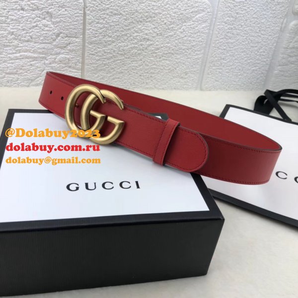 AAA+ Gucci Replica Leather Belt With Double G Red Buckle