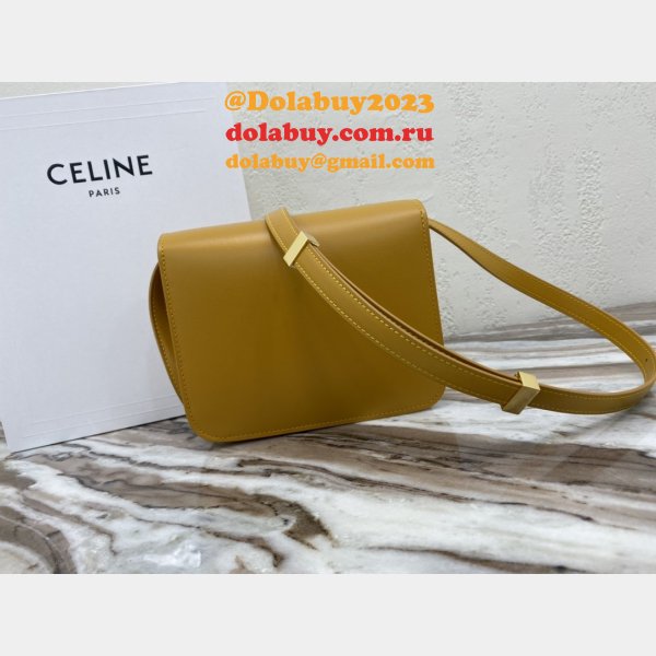 Celine Leather Teen Classic Bag in Yellow