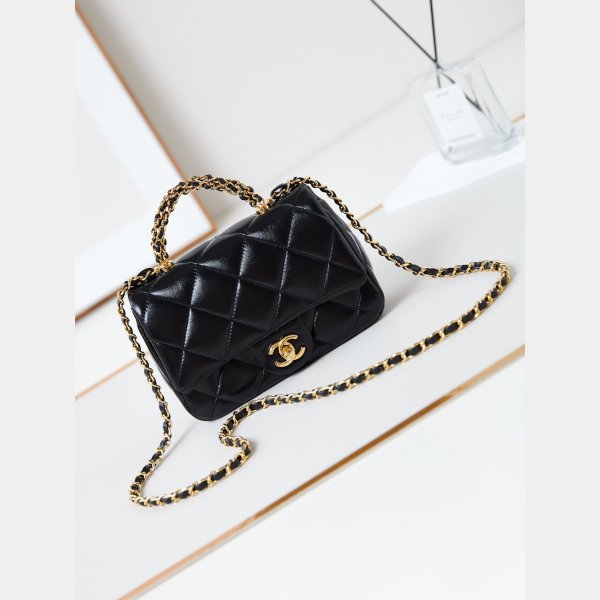 Replica Designer AS5032 Black Top Handle Inspired Mini Flap Bag